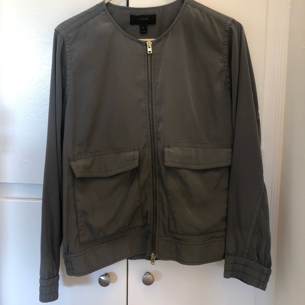 J. Crew Green Bomber Jacket (Size Med)